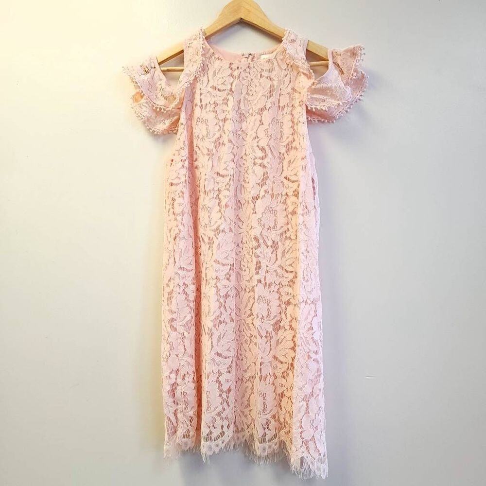 Do & Be Lace Dress Size Medium Pink Cold Shoulder Delicate Women's 